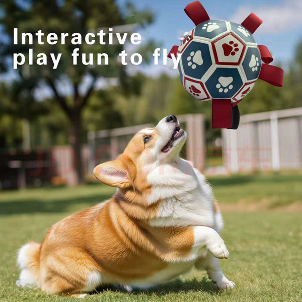 Interactive Dog Soccer Ball Toy With Air Pump Durable Tug Of War Training Dog Toys
