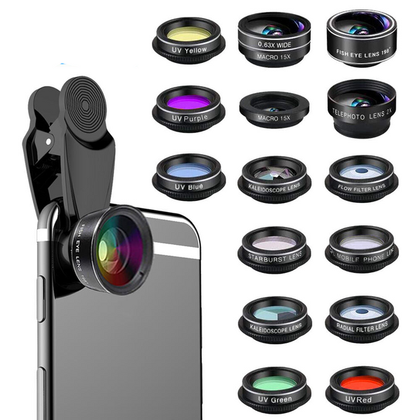 15 In 1 Kit With Multiple Special Effects Functions Compatible Iphone And Android Smartphones. Includes: 198 Fisheye 0.63X Wide Angle 15X Macro 2X Tel