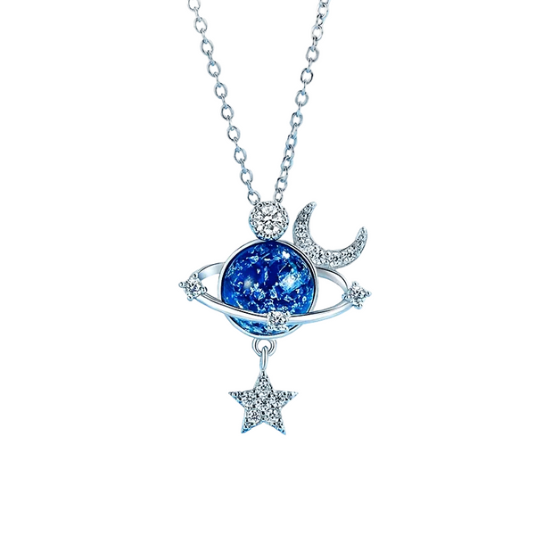 Whispers Of Stars Galaxy Collarbone Chainnecklace Gifting You A Corner Private Universe Blue Necklaces & Pendants