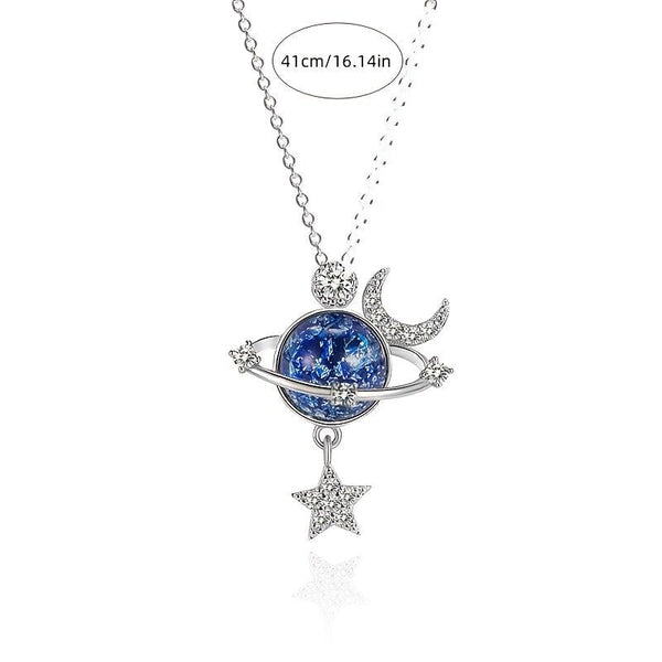 Whispers Of Stars Galaxy Collarbone Chainnecklace Gifting You A Corner Private Universe Blue Necklaces & Pendants