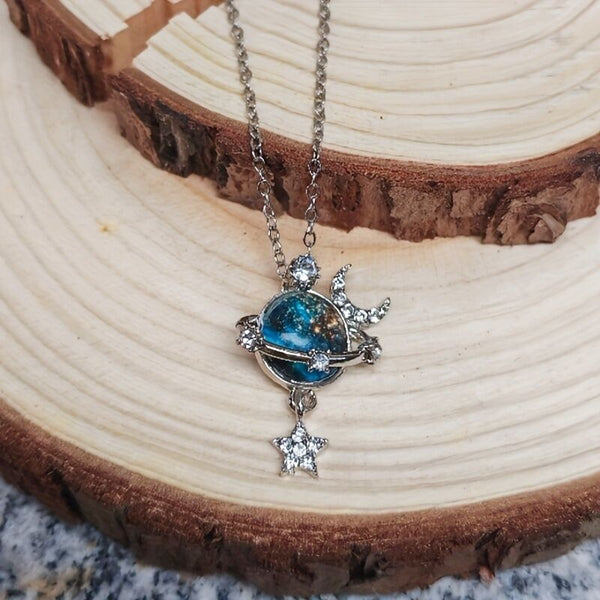 Whispers Of Stars Galaxy Collarbone Chainnecklace Gifting You A Corner Private Universe Blue Necklaces & Pendants