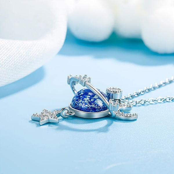 Whispers Of Stars Galaxy Collarbone Chainnecklace Gifting You A Corner Private Universe Blue Necklaces & Pendants