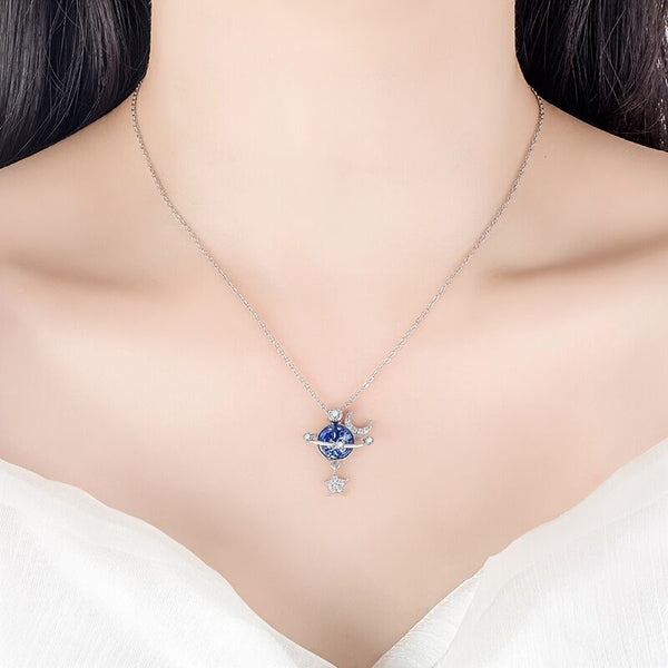 Whispers Of Stars Galaxy Collarbone Chainnecklace Gifting You A Corner Private Universe Blue Necklaces & Pendants