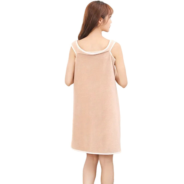 Wearable Bath Towel Pocket Strap Dress Robe Sauna Shawl Machine Washable Khaki 140 X 80Cm Towels & Washcloths