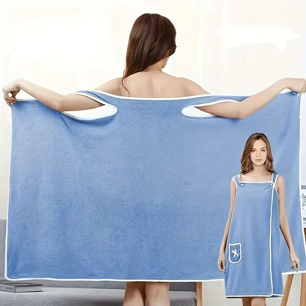 Wearable Bath Towel Pocket Strap Dress Robe Sauna Shawl Machine Washable Khaki 140 X 80Cm Towels & Washcloths