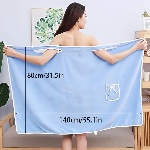 Wearable Bath Towel Pocket Strap Dress Robe Sauna Shawl Machine Washable Khaki 140 X 80Cm Towels & Washcloths