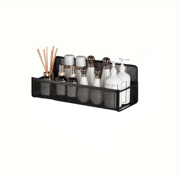 Wrought Iron Bathroom Storage Basket Wall Mounted Self Adhesive Toothbrush Holder Cosmetic And Condiment Shower Shelves Bathroom Baskets & Storage