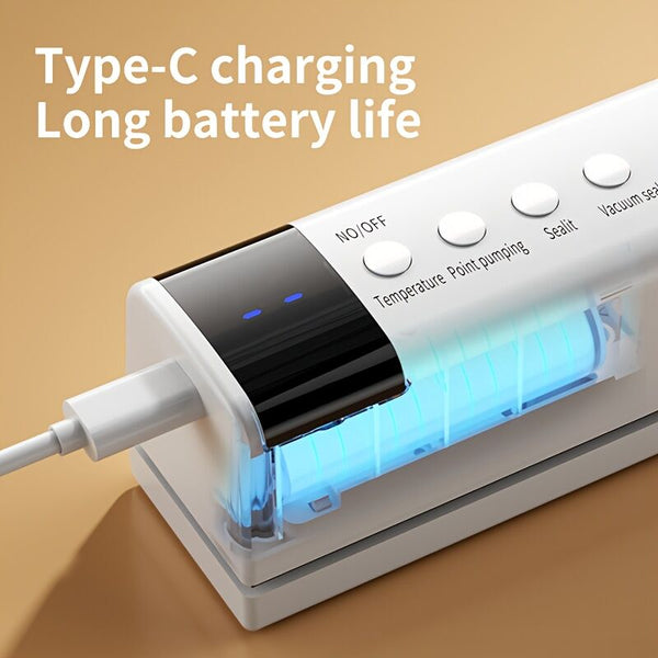 1Pc White Wireless Vacuum Sealer Usb Charging Compact Design One Touch Sealing For Long Lasting Freshness Ideal Home And Outdoor Use Vacuum Sealers