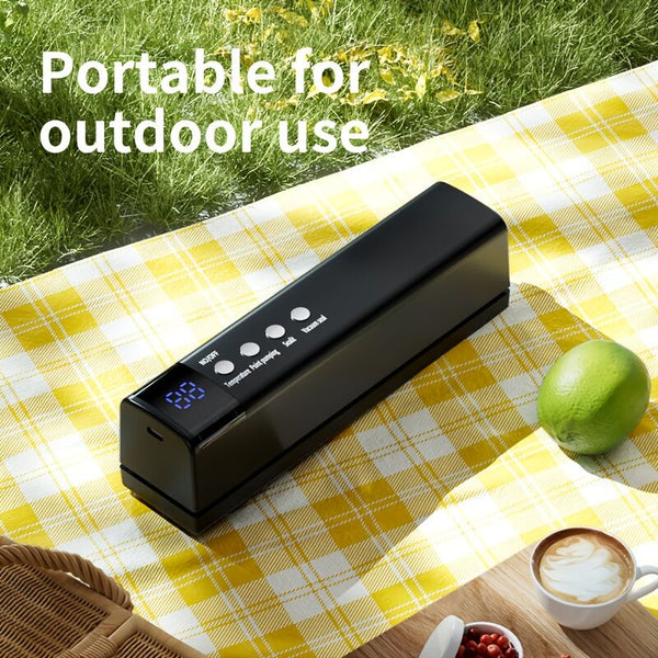 1Pc Black Wireless Vacuum Sealer Usb Charging Compact Design One Touch Sealing For Long Lasting Freshness Ideal Home And Outdoor Use Vacuum Sealers