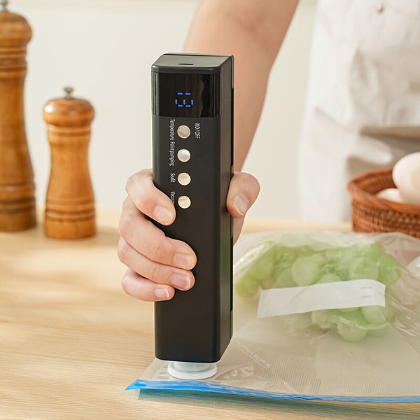 1Pc Black Wireless Vacuum Sealer Usb Charging Compact Design One Touch Sealing For Long Lasting Freshness Ideal Home And Outdoor Use Vacuum Sealers