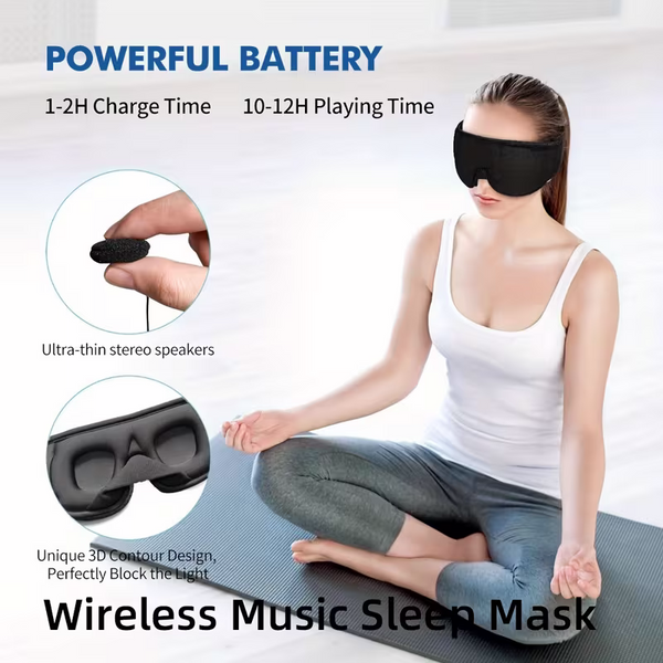 3D Wireless Sleep Mask Bluetooth Headphones Travel Aid Soft Ear Pads Pink Eye Masks