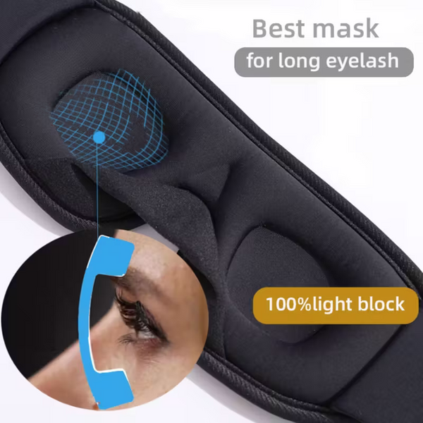 3D Wireless Sleep Mask Bluetooth Headphones Travel Aid Soft Ear Pads Pink Eye Masks