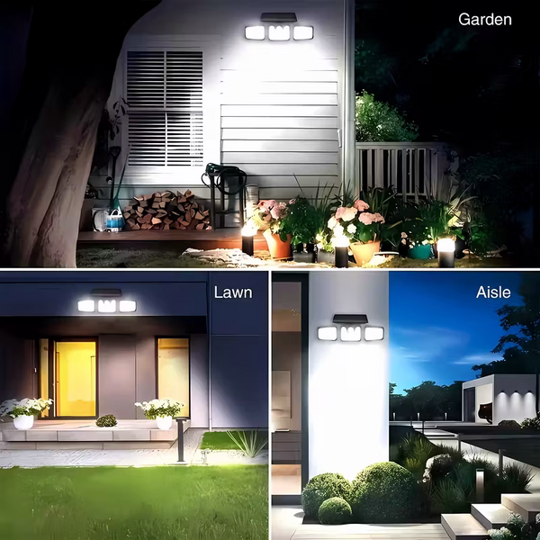 2 Pcs Set 74 Led Solar Sensor Lights With Motion Sensors 3 Level Brightness Mode Outdoor Wall Suitable For Front Doors Courtyards Garages And Terraces