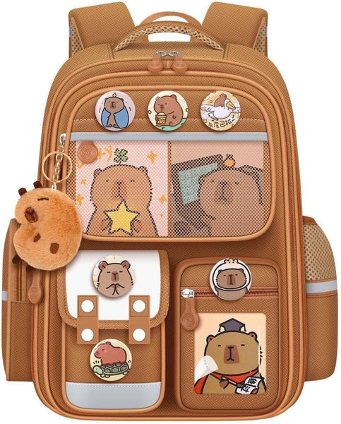 Cute Capybara Backpack With Chic Case And More Pins Ita Bag Cartoon Laptop Travel Utility Funny Going Out Casual Bag(Khaki) Backpacks & Bags