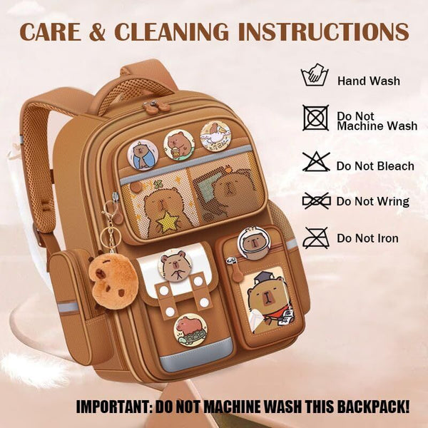Cute Capybara Backpack With Chic Case And More Pins Ita Bag Cartoon Laptop Travel Utility Funny Going Out Casual Bag(Khaki) Backpacks & Bags
