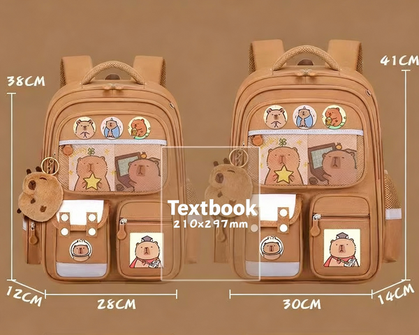 Cute Capybara Backpack With Chic Case And More Pins Ita Bag Cartoon Laptop Travel Utility Funny Going Out Casual Khaki Small Backpacks & Bags