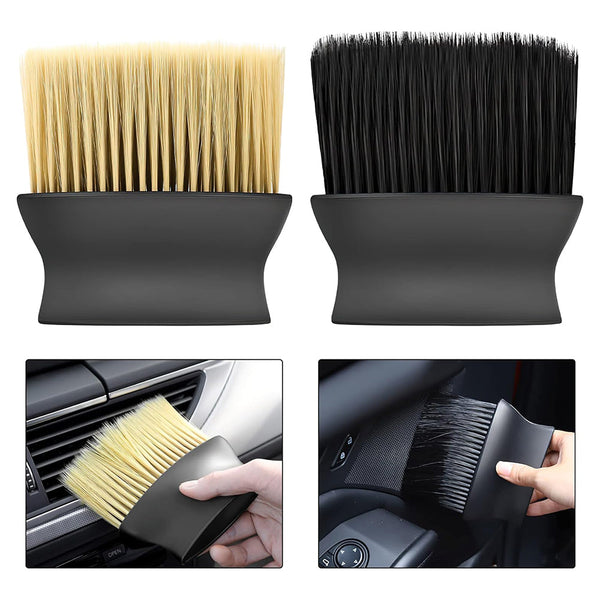 Yellow & Black Car Detailing Brush Set (2 Pack) Soft Bristle Dust Cleaners For Air Vents Dashboard Home Use Car Cleaning Tools