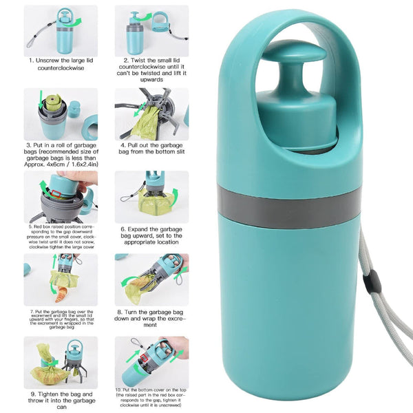 Zero Contact Dog Poop Scooper With 6 Claw Mechanism & Built In Bag Dispenser Lightweight Pet Waste Picker For Outdoor Walks (Teal Blue) Pooper Scooper