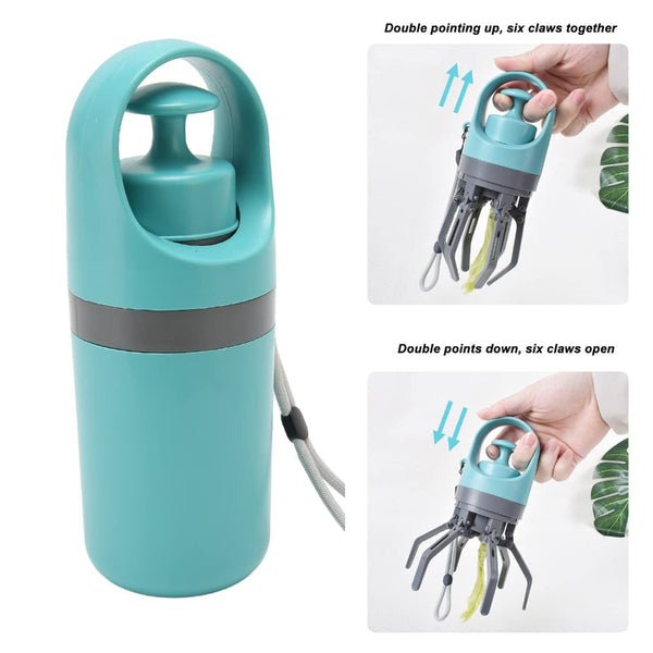 Zero Contact Dog Poop Scooper With 6 Claw Mechanism & Built In Bag Dispenser Lightweight Pet Waste Picker For Outdoor Walks (Teal Blue) Pooper Scooper
