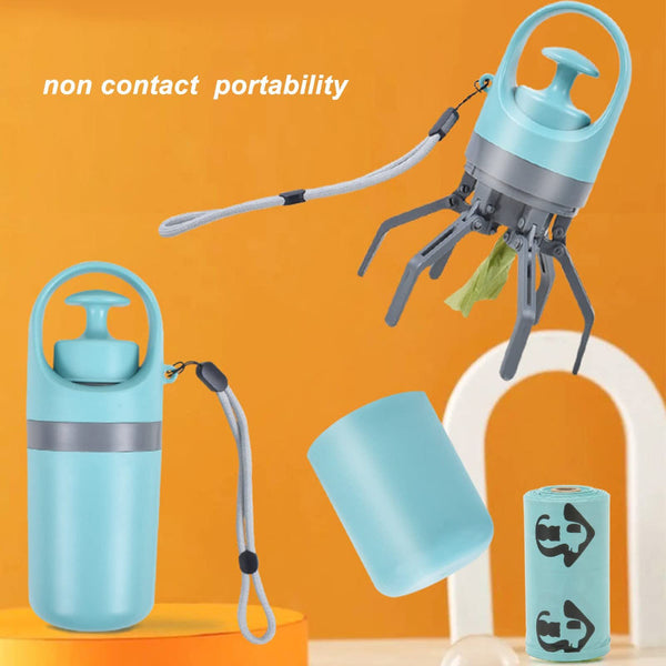 Zero Contact Dog Poop Scooper With 6 Claw Mechanism & Built In Bag Dispenser Lightweight Pet Waste Picker For Outdoor Walks (Teal Blue) Pooper Scooper