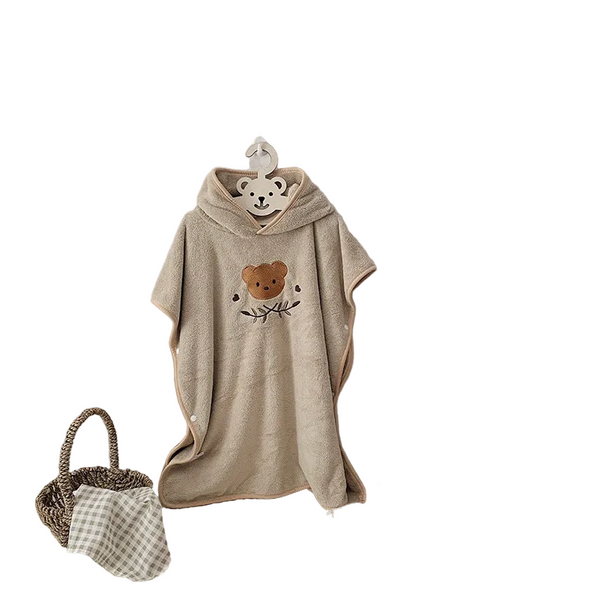 Ultra Soft Hooded Bath Towel For Kids A€“ Coral Fleece Poncho With Charming Animal Design Quick Dry Absorbent Robe For Bath Pool Beach (Bear) Towels &