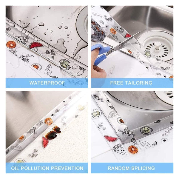 2 Pack Waterproof Self Adhesive Sealant Tape Transparent Pvc Edge Strip For Kitchen Bathroom Sink Toilet And Wall Corners Easy Cut Clean (Pattern1) Ad