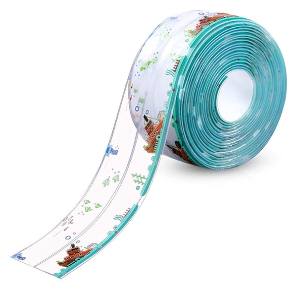 2 Pack Waterproof Self Adhesive Sealant Tape Transparent Pvc Edge Strip For Kitchen Bathroom Sink Toilet And Wall Corners Easy Cut Clean (Pattern1) Ad