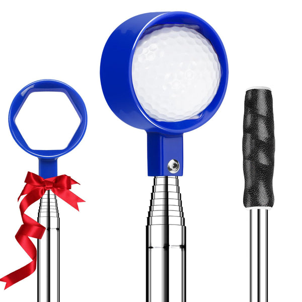Telescopic Golf Ball Retriever 9Ft A€“ Blue Stainless Steel Pole With Durable Nylon Head For Water Sand & Bush Retrieval (Blue) Ball Pick Ups & Retrie