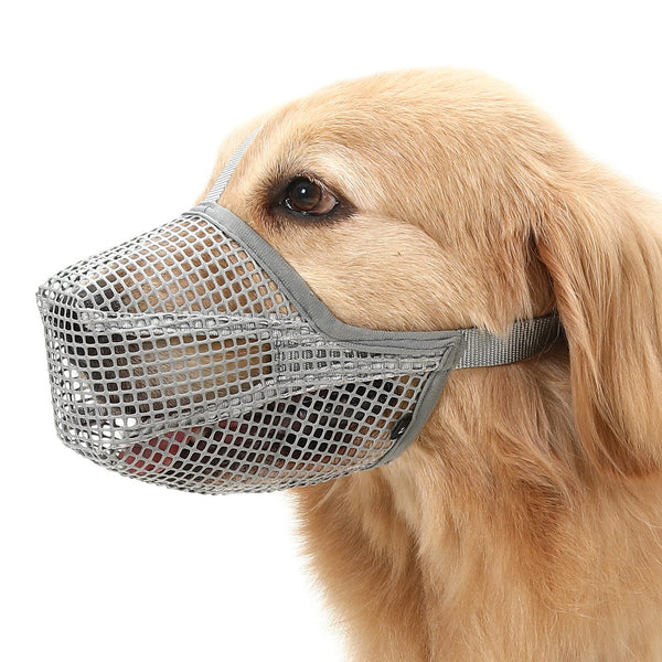Soft Mesh Dog Muzzle For Small Medium Large Dogs Breathable Adjustable Anti Bite Chewing Guard With Overhead Strap Fits Labrador German Shepherd Golde
