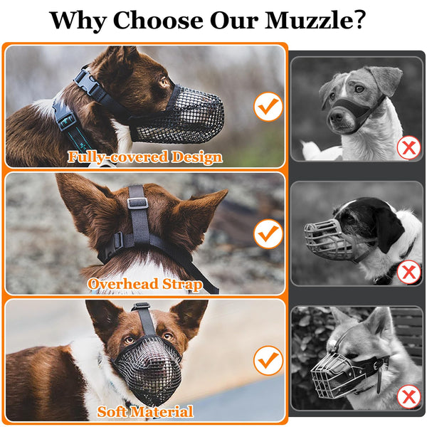 Soft Mesh Dog Muzzle For Small Medium Large Dogs Breathable Adjustable Anti Bite Chewing Guard With Overhead Strap Fits Labrador German Shepherd Golde