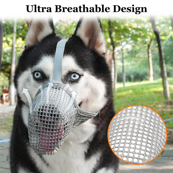 Soft Mesh Dog Muzzle For Small Medium Large Dogs Breathable Adjustable Anti Bite Chewing Guard With Overhead Strap Fits Labrador German Shepherd Golde