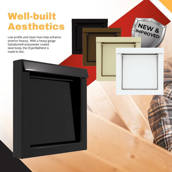 Black 4 Inch Dryer Vent Cover Outdoor Wall Exhaust For Clothes And Bathroom Fan Durable Galvalume Steel With Quiet Damper Other Colours Available Stor