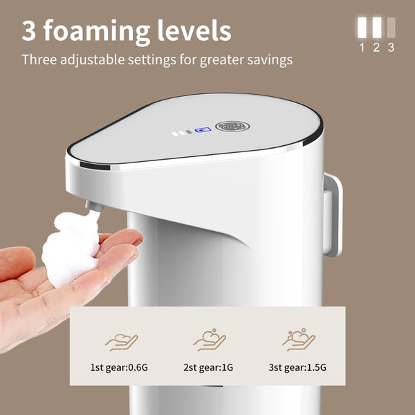Automatic Sensor Foam Soap Dispenser 350Ml Rechargeable Touchless Hand Pump With Adjustable Levels And Type C Charging White Soap Dishes & Dispensers