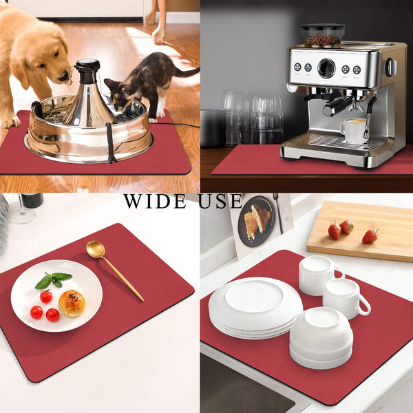 Kitchen Counter Mat For Coffee Maker Absorbent And Quick Dry Bar Pad With Non Slip Backing Protective Surface Espresso Machine Dish Drying Red 40X50cm
