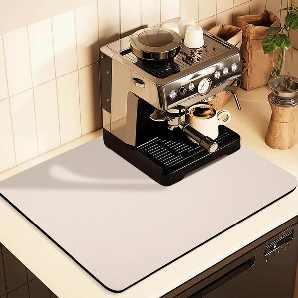 Kitchen Counter Mat For Coffee Maker Absorbent & Quick Dry Bar Pad With Non Slip Backing Protective Surface For Espresso Machine Dish Drying Mat (Beig