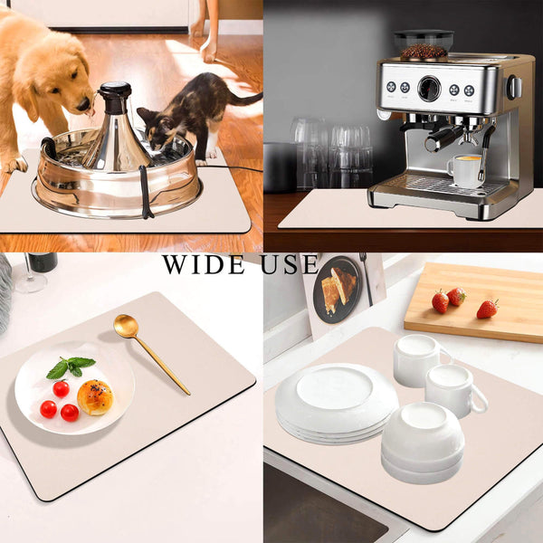 Kitchen Counter Mat For Coffee Maker Absorbent & Quick Dry Bar Pad With Non Slip Backing Protective Surface For Espresso Machine Dish Drying Mat (Beig