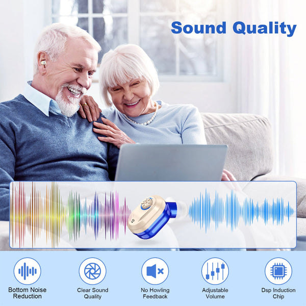 Rechargeable In The Ear Hearing Aids With Charging Case And Lcd Display Ultra Compact Sound Amplifier For Seniors (Black & Green Red Blue Device) Othe