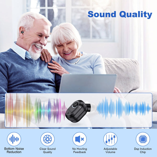 Rechargeable In The Ear Hearing Aids With Charging Case And Lcd Display Ultra Compact Sound Amplifier For Seniors Black Green Device Other Health Care