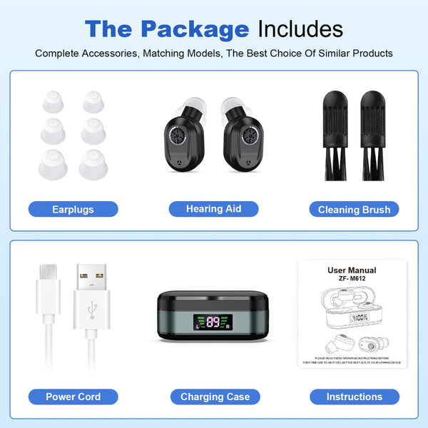 Rechargeable In The Ear Hearing Aids With Charging Case And Lcd Display Ultra Compact Sound Amplifier For Seniors Black Green Device Other Health Care
