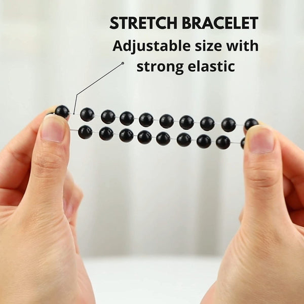 14Mm Natural Black Obsidian Beaded Bracelet For Men And Women Stretchable Healing Crystal Jewelry With Elastic Band Protective Energy Stone Gift Birth