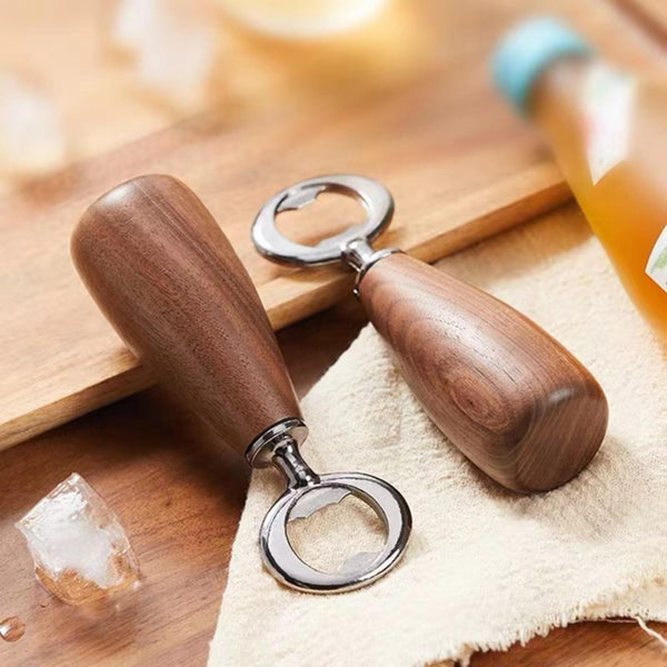 Handcrafted Bottle Opener Walnut And Stainless Steel Beer With Ergonomic Handle Corkscrews & Bottle Openers