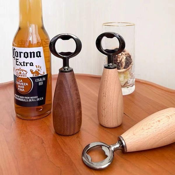 Handcrafted Bottle Opener Walnut And Stainless Steel Beer With Ergonomic Handle Corkscrews & Bottle Openers