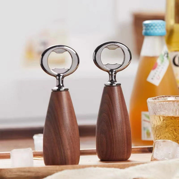 Handcrafted Bottle Opener Walnut And Stainless Steel Beer With Ergonomic Handle Corkscrews & Bottle Openers