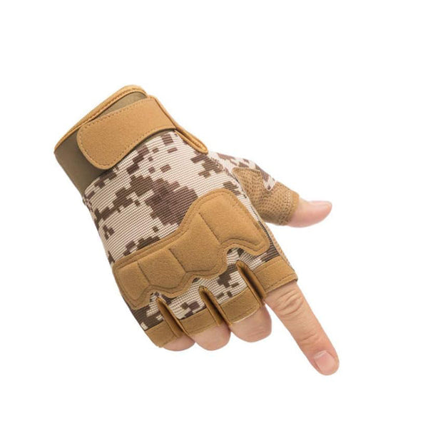 Tactical Fingerless With Knuckle Protection Breathable Outdoor Shooting Hunting Cycling Yellow Camouflage Large Gloves