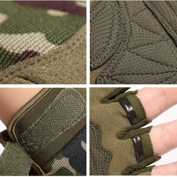 Tactical Fingerless With Knuckle Protection Breathable Outdoor Shooting Hunting Cycling Yellow Camouflage Large Gloves