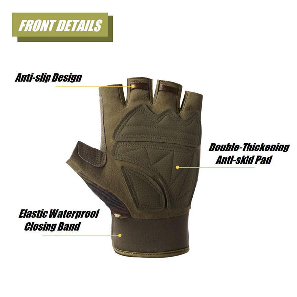 Tactical Fingerless With Knuckle Protection Breathable Outdoor Shooting Hunting Cycling Yellow Camouflage Large Gloves