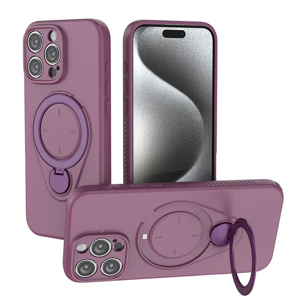 Magnetic Shockproof Case With 360 Degree Rotating Ring Stand For Iphone 16 Pro Max Slim Protective Phone Cover With Airbag Corners And Wireless Chargi