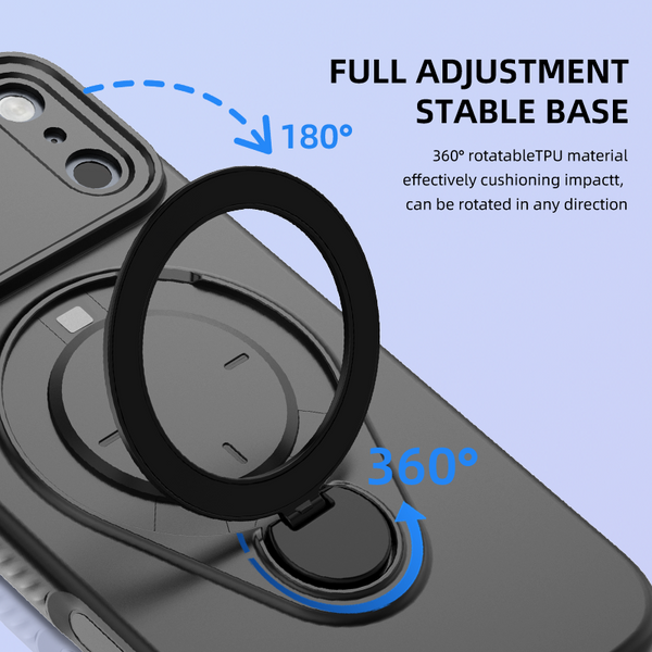 Magnetic Shockproof Phone Case With 360 Degree Rotating Ring Stand And Wireless Charging Support For Iphone 17 Pro Slim Protective Cover Designed Home
