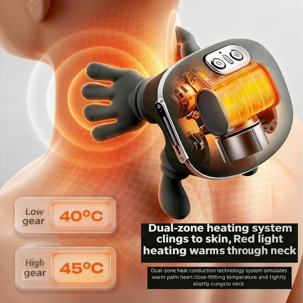 Hand Like Neck And Shoulder Massager With 4D Kneading Heat Portable Device For Back Legs Relaxation Forest Green Massagers