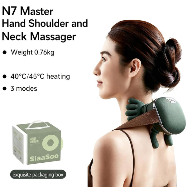 Hand Like Neck And Shoulder Massager With 4D Kneading Heat Portable Device For Back Legs Relaxation Forest Green Massagers